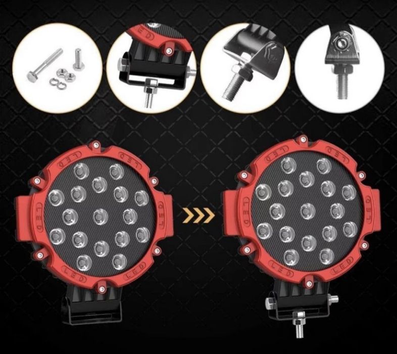 Farol LED 51W c/ acessórios de montagem