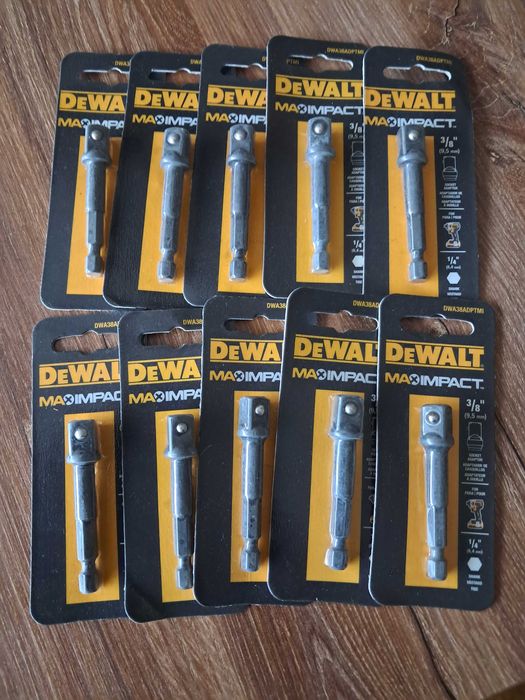 10 szt. nowych przejściówek dewalt 1/4" na 3/8"