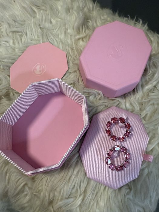 Rozowe kolczyki Swarovski kreole Matrix Millenia