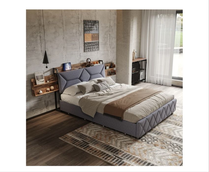 Cama de Casal estofada moderna NOVA