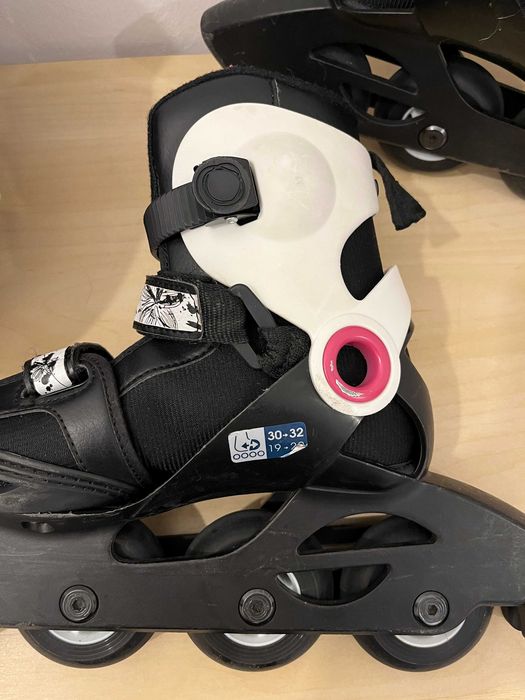 Patins em Linha - Branco/Preto (Tam 30/32) com Saco e Capacete