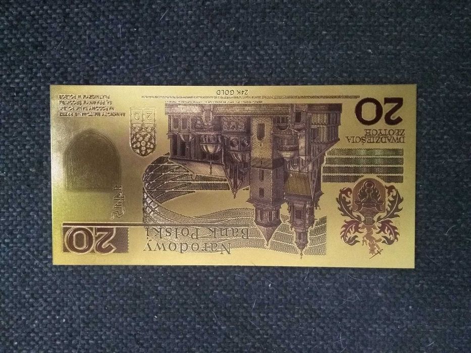 Banknot kolekcjonerski pozłacany - 20 zł Jan Długosz