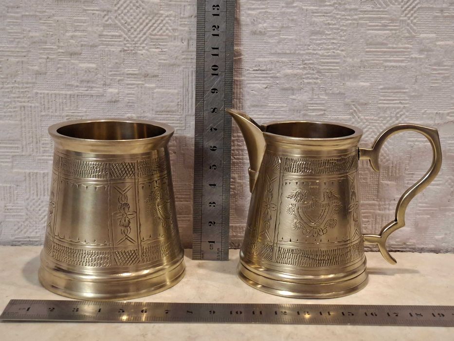 Бронзовый набор для кофе - Молочник, схарница - латунь.