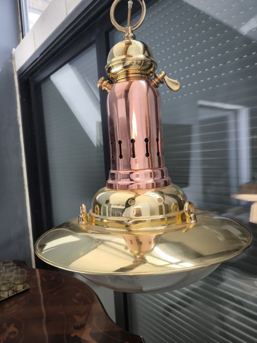Lampa mosiężno-miedziana