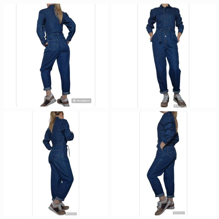 Брючный костюм светло оливковый в полоску джинсовый комбинезон  Lee