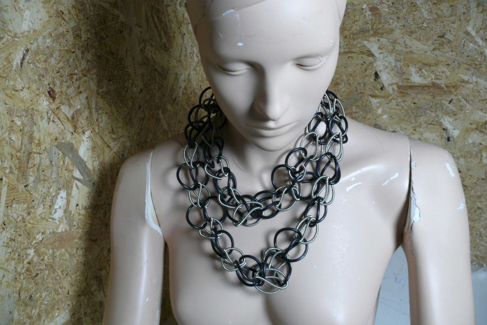 Colar MateriaLab - Canty Rubber & Silver Chain