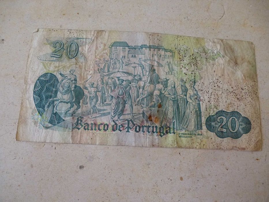 Nota e moedas antigas Portuguesas