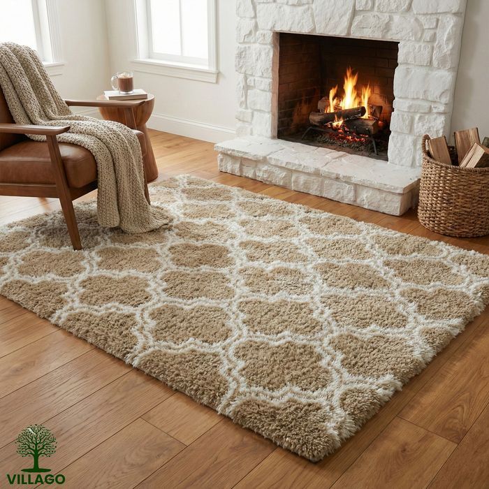 Dywan Shaggy Villago King 140x200 cm miękki gruby 35 mm Piaskowy KHAKI