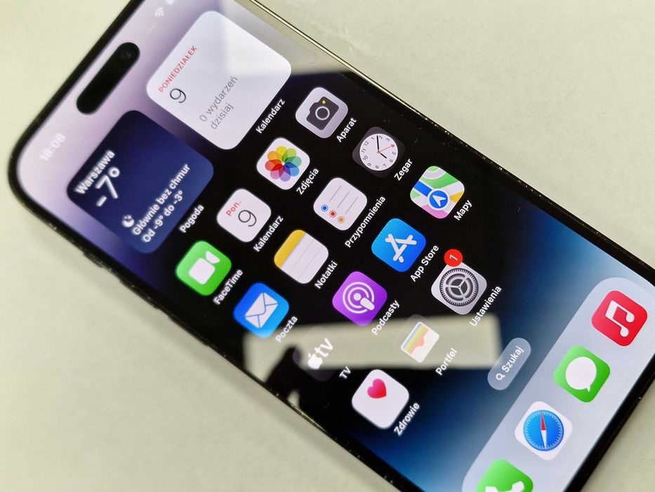 Iphone 14 PRO 128GB/ Space Black/ BAT 77%/ Grade A-/ + ładowarka
