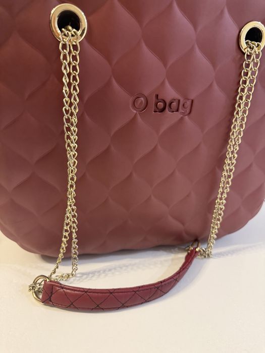 O bag obag Standard bordowa torebka duża komplet zestaw