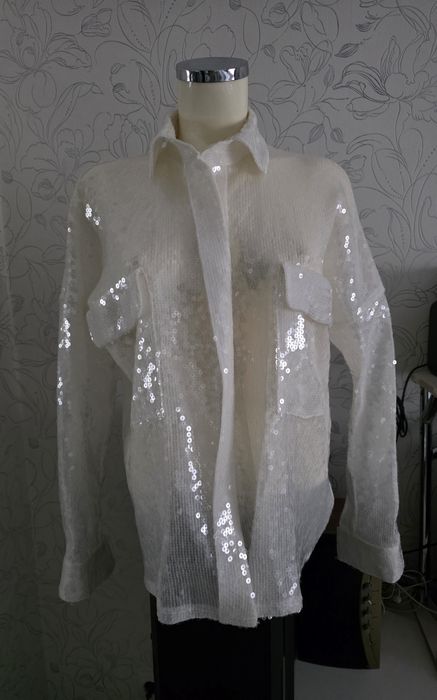 Біла рубашка кімоно з паєтками М,  Л,  XL