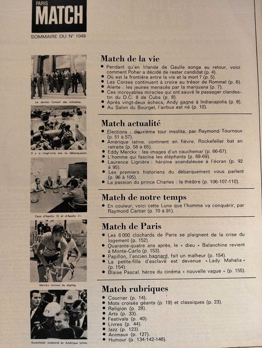 Paris Match número 1049 de 14 de Junho de 1969