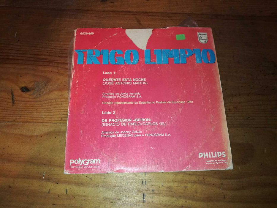 TRIGO LIMPIO (ESPANHA) - Quedade Esta Noche (Edição PORT - 1980) SINGLE