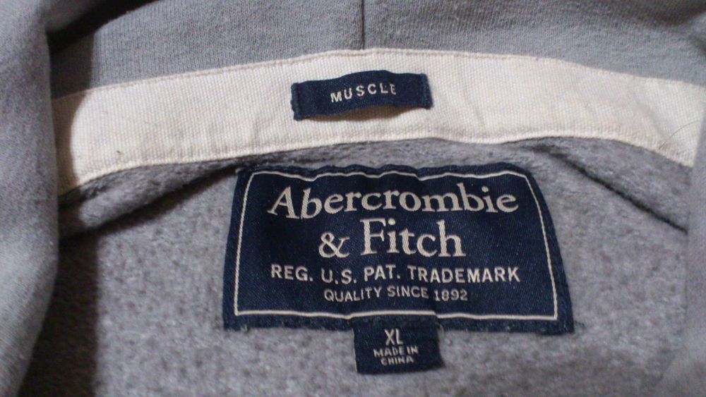 Худи мужская серая A&F Худі чоловіча Кофта Abercrombie & Fitch р.XL