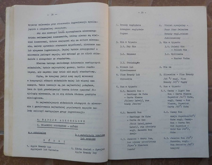 Materiały dla słuchaczy kursu barman - mixer - Zdzisław T. Nowicki - 1973r.