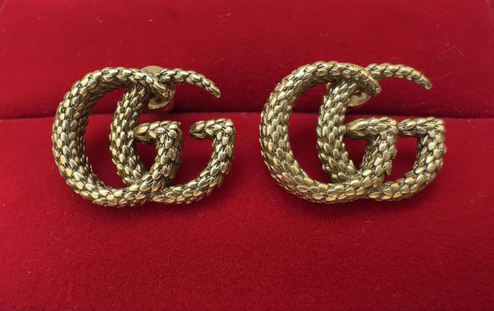 Kolczyki Gucci sztyft stare złoto