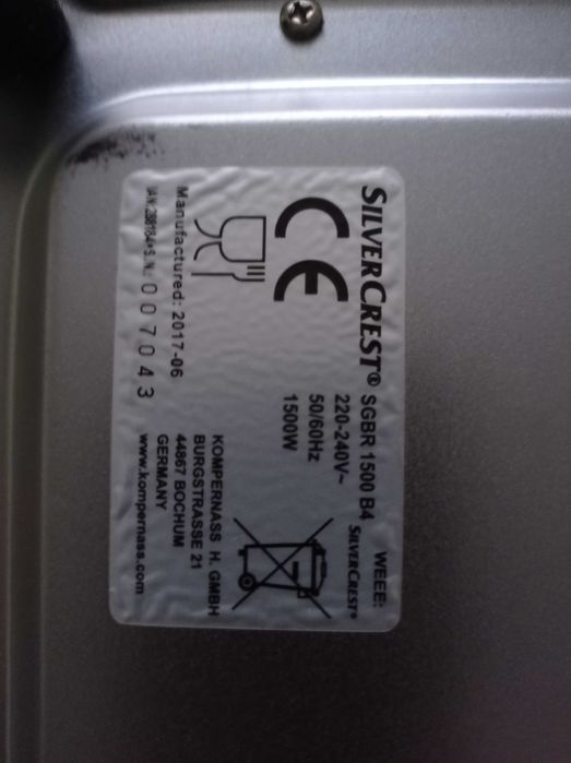 Piekarnik wolnostojący SILVERCREST SGBR 1500B4