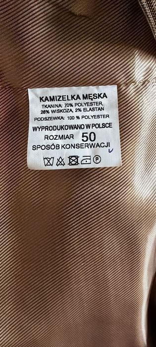 Garnitur męski slim, beżowy, marynarka, koszula L 180/182