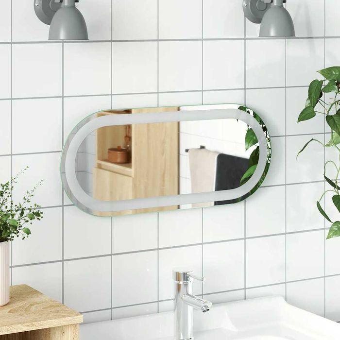 Lustro Łazienkowe Z Led, 60X25 Cm, Owalne