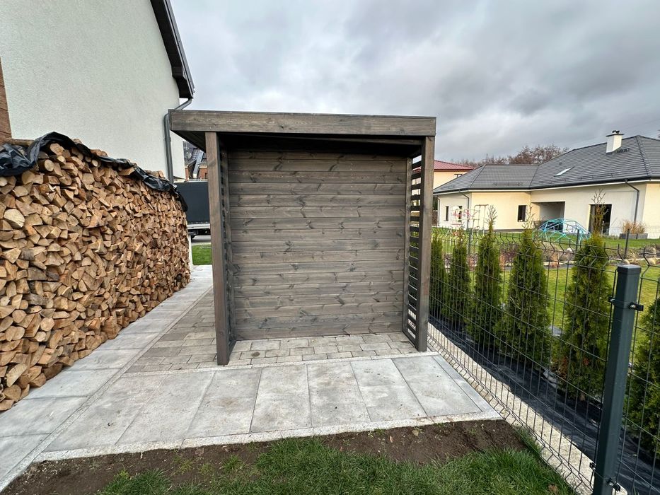 Nowoczesny Domek Narzędziowy z drewutnią WORKER  PLUS 2x4