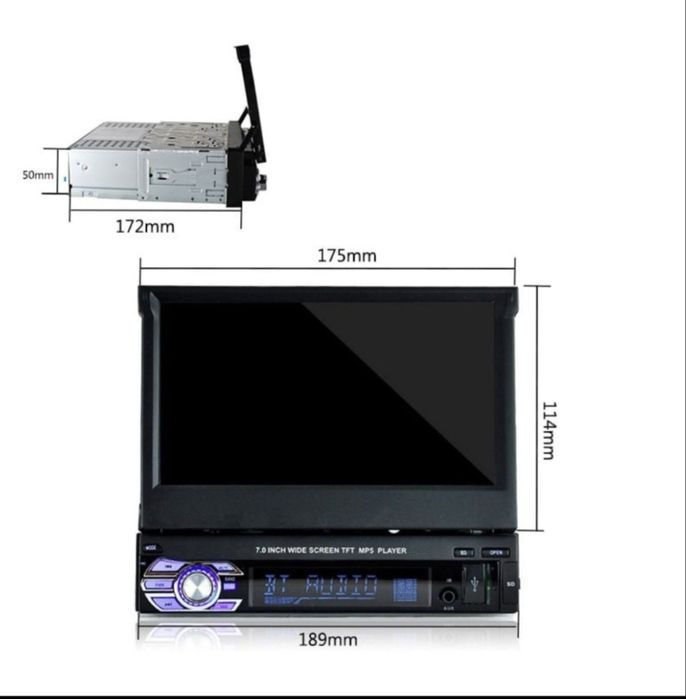 Rádio 1 din Retrátil de 7 polegadas (NOVO)