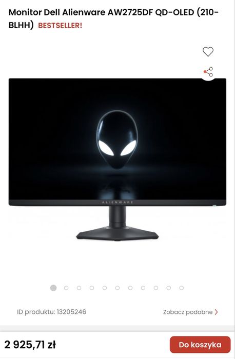 Monitor Dell Alienware AW2725DF QD-Oled  360hz - gwarancja