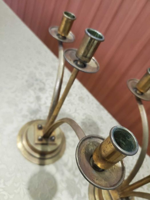 Castiçais Dourados muito antigos - Conjunto de 3