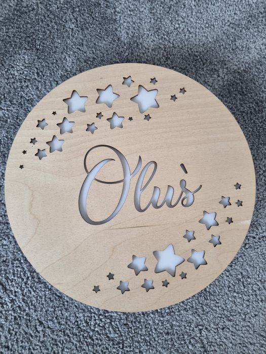 Nowa lampka ażurowa drewniana led Oluś