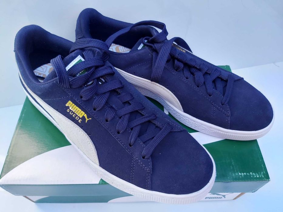 Sneakersy PUMA sportowe zamszowe niebieskie grsnat 43 suede