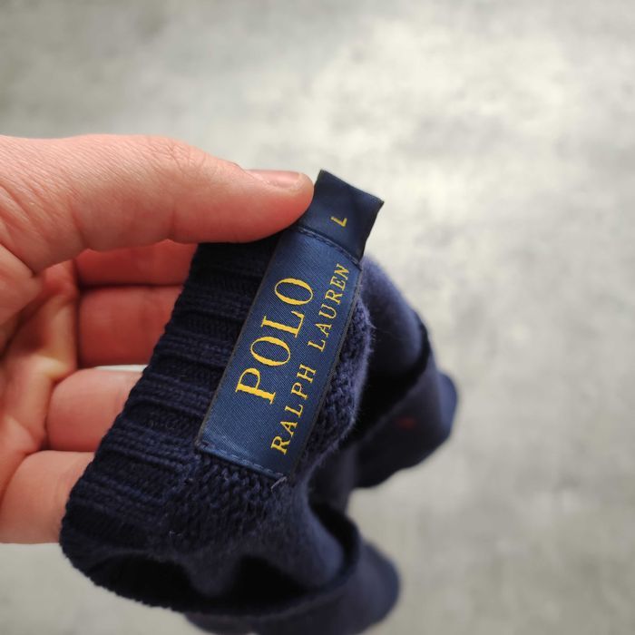MĘSKI PREMIUM Elegancki Granatowy Sweter Haft Logo Konik Ralph Lauren