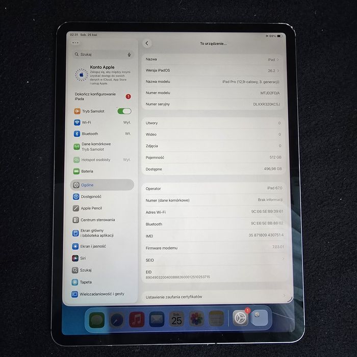 Ipad pro 12.9 cali 3 generacji