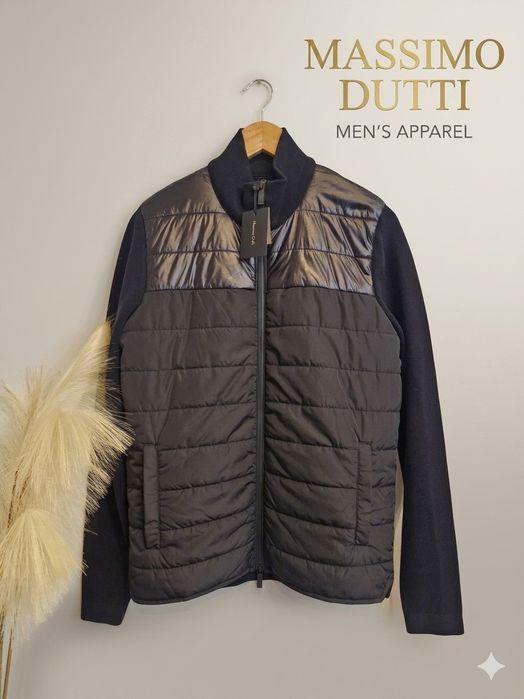 MASSIMO DUTTI Kurtka Hybrydowa Pikowana Sweter Męski S Nowa z Metką Premium