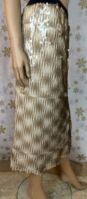 Nowa z metką spódnica długa/maxi beżowe w cekiny, Love Copenhagen M