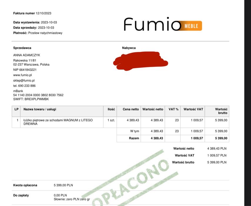 Łóżko piętrowe ze schodami MAGNUM z LITEGO DREWNA