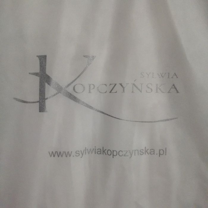 Suknia ślubna, Sylwia Kopczyńska, jedwab, koronka, r. 34/36