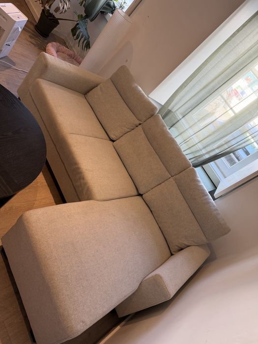 Sofa tres lugares, chaise longue, com novo, Ikea