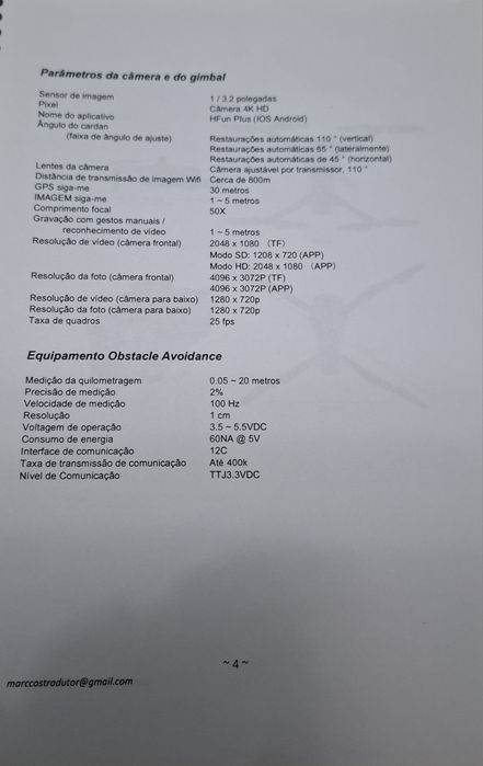 Drone SG906 PRO3 MAX Câmara 4 K Pouco USO instruções  EM Português