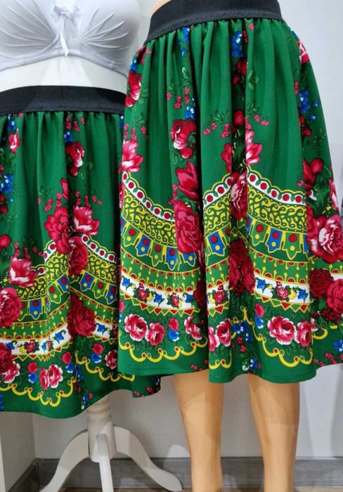 Spódnica ludowa, góralska zielona S/M poza kolano