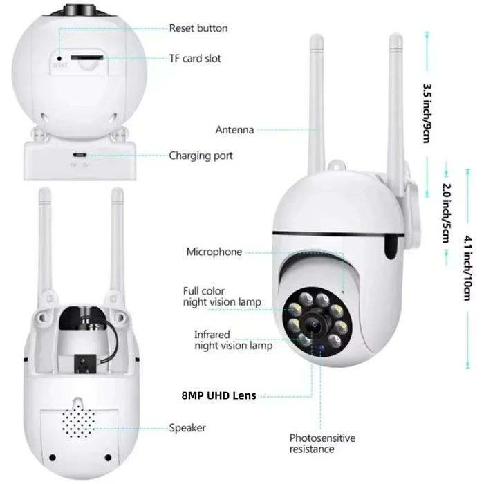 Câmara de vigilância de segurança sem fio, wi-fi, ambiente externo.
