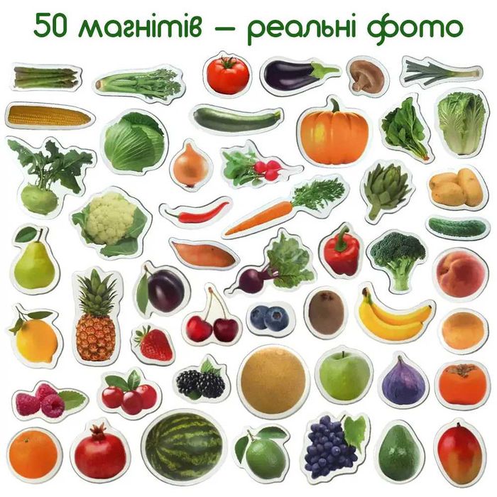 Набір магнітів Тварини 40шт, Фрукти та овочі 50шт (Magdum)