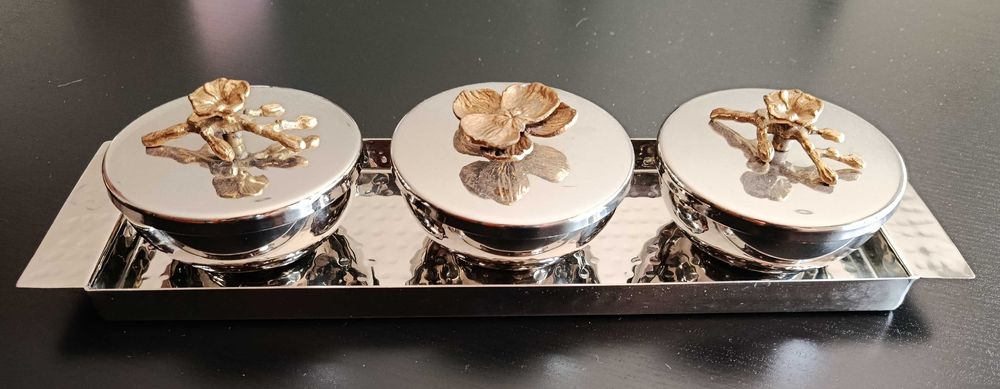 Conjunto tabuleiro e 3 potes decorativos470231347102361601