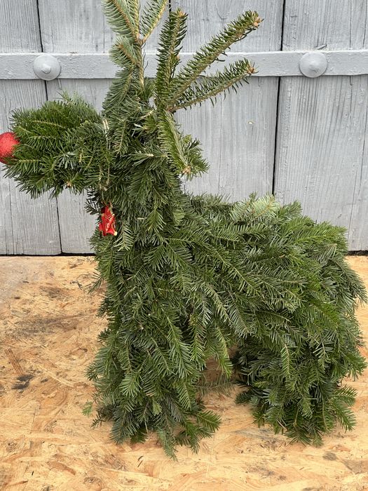 Олень, віночки згілочок ялини декор