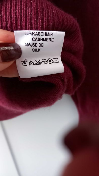 Sweter damski z kaszmiru i jedwabiu z golfem golf premium
