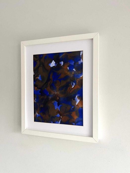 Quadro - Pintura abstrata em acrílico com moldura