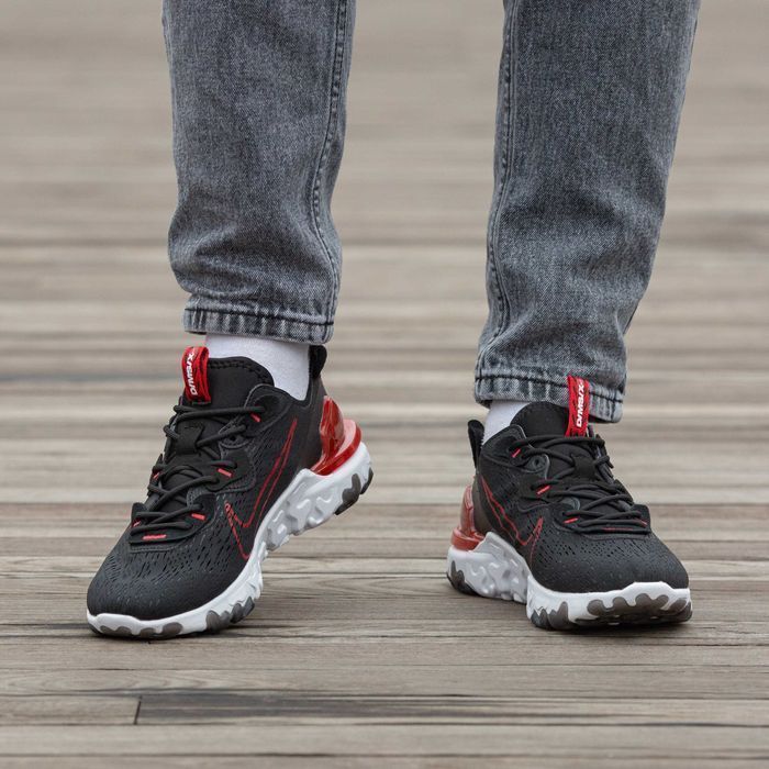 Кросівки Nike React Vision Black/Red/White premium | Кроссовки Найк чоловічі