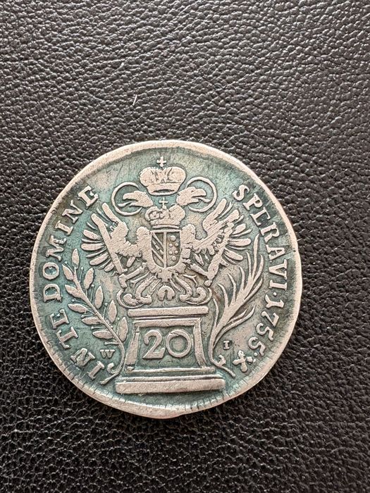 Срібна монета Австрійської монерхії  20 крейцерів 1755 Франца I Стефана