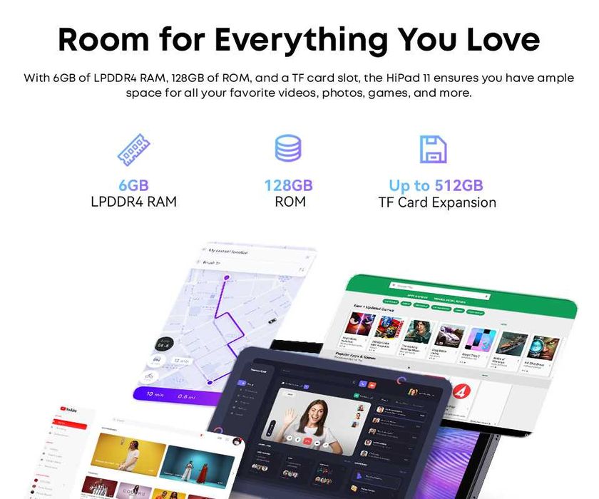 НОВЫЙ Планшет CHUWI HiPad 11 6/128 ГБ 10,95 дюйм 7000 мАч Android 14
