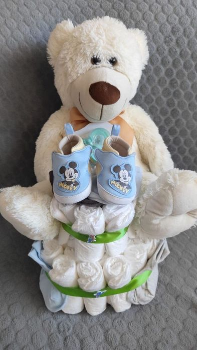 Tort z pampersów , narodziny dziecka, chrzciny,babyshower.