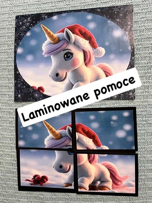 Świąteczne czapeczki - układanki 4 elementowe