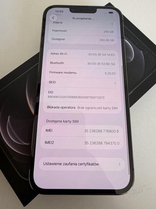 iPhone 12 Pro Max 256gb Grafit Bateria 91%